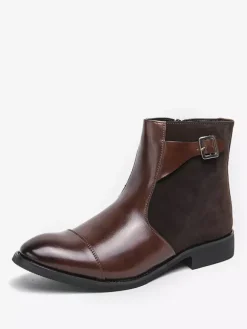 Bottes Chelsea pour hommes en cuir PU noir