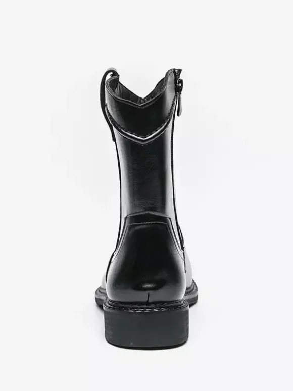 Bottes courtes pour hommes bottes en cuir à bout pointu et fermeture éclair avec talon bas