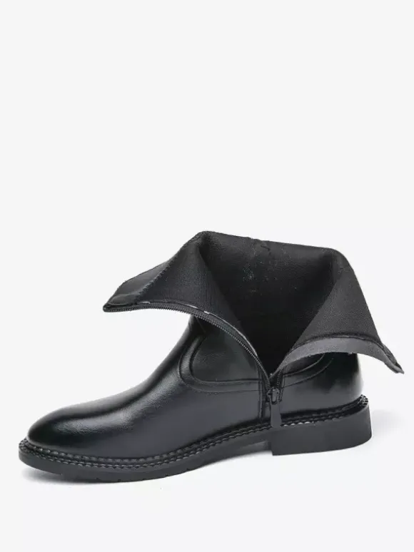 Bottes courtes pour hommes bottes en cuir à bout pointu et fermeture éclair avec talon bas