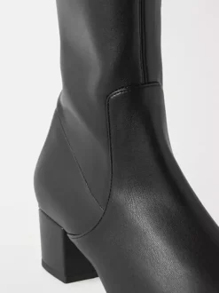 Bottes cuissardes à bout carré et talon épais pour femme