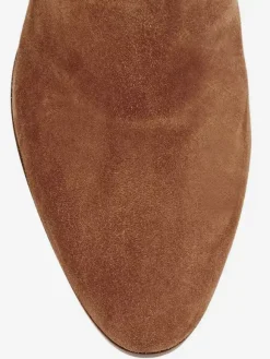 Bottes cuissardes en daim à bout rond et talon épais