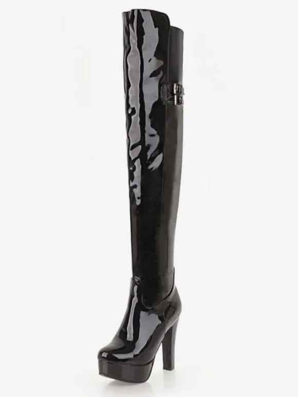 Bottes cuissardes noires Bottes femme à talons hauts