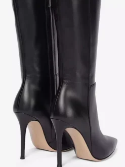 Bottes cuissardes noires à bout pointu et talons hauts grandes tailles
