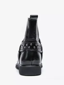 Bottes de cowboy pour hommes bout carré rivets bottes de motard punk bottes montantes à enfiler