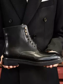 Bottes De Travail Hommes Bottines Martin Noires Chics À Lacet Chic