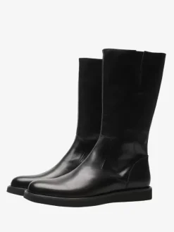 Bottes De Travail Hommes En Cuir De Vachette Bottes Hautes Classiques Noires