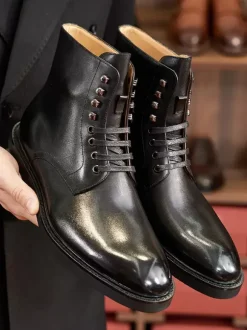 Bottes de travail Martin pour hommes en cuir marron avec cheville