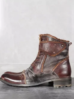 Bottes de travail Martin pour hommes en cuir de vachette classique noir bottines courtes à lacets