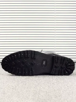 Bottes d'équitation pour hommes noires à bout rond et à lacets montantes jusqu'aux genoux