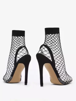 Bottes d'été noires bout pointu Plaid PVC Synthétique polyuréthane Plaid bottes d'été pour les femmes