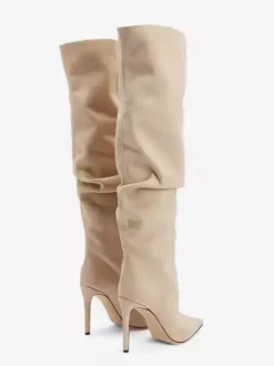 Bottes en daim au-dessus du genou Bottes à talons hauts à bout pointu en daim pour femmes