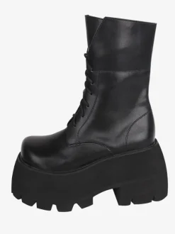 Bottes gothiques épaisses Lolita en cuir PU à bout rond chaussures Lolita blanches