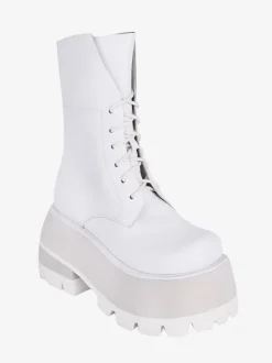 Bottes gothiques épaisses Lolita en cuir PU à bout rond chaussures Lolita blanches