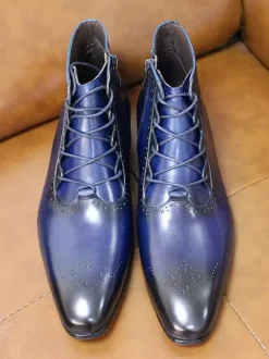 Bottes habillées pour hommes bottines en cuir véritable faites à la main