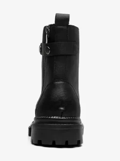 Bottes habillées pour hommes à bout rond semelle épaisse lacets hybrides et fermeture éclair latérale