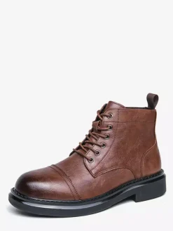 Bottes habillées pour hommes bottes derby à bout droit bottines formelles à semelle épaisse