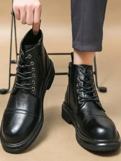 Bottes habillées pour hommes bottes derby à bout droit bottines formelles à semelle épaisse