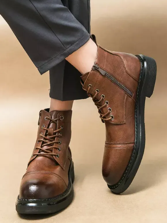 Bottes habillées pour hommes bottes derby à bout droit bottines formelles à semelle épaisse