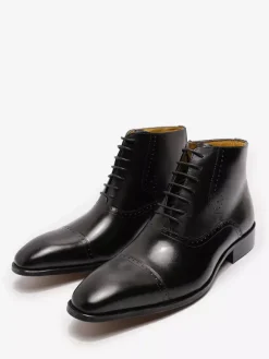 Bottes habillées pour hommes chaussures britanniques à bout pointu à lacets et à bout rapporté en cuir
