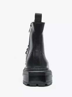 Bottes habillées rigides à bout carré pour homme chaussures habillées en cuir à lacets avec semelle épaisse