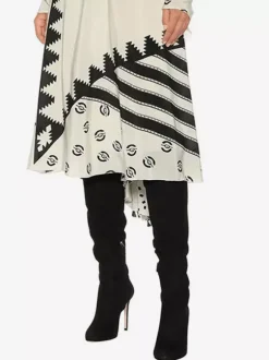 Bottes hautes en daim à bout pointu et talon haut repliable pour femmes