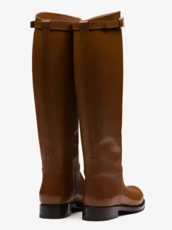 Bottes hautes noires à bout rond et plat avec boucle pour femme