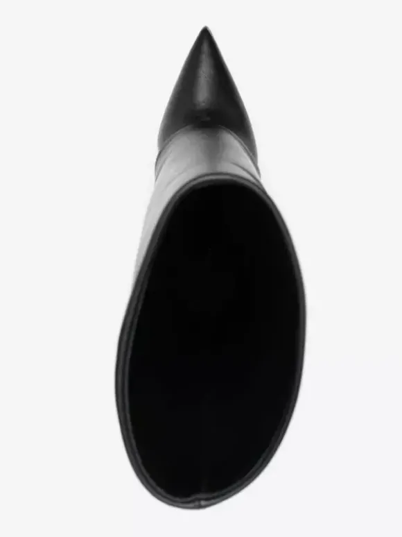 Bottes hautes noires à talons compensés et rabattables pour femmes