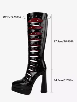 Bottes hautes à plateforme et bout pointu avec découpes et talons hauts
