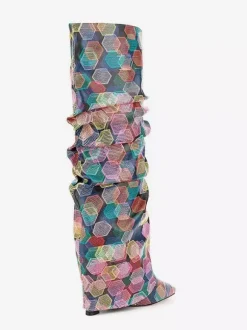 Bottes hautes pour femmes colorées à bout pointu et revers souples