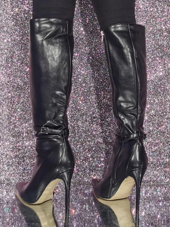 Bottes hautes sexy à talons aiguilles pour femmes