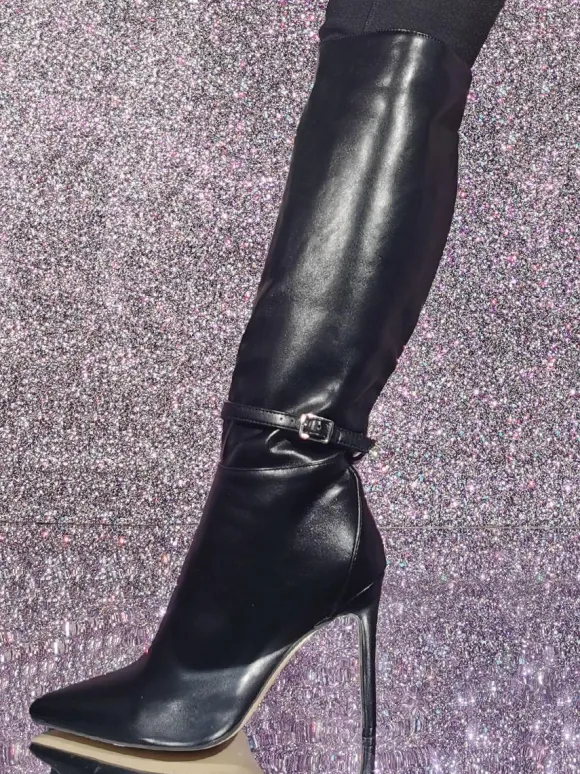 Bottes hautes sexy à talons aiguilles pour femmes