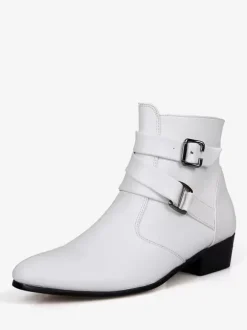 Bottes Homme avec Bout Rond à Lacets en Cuir Synthétique Unicolore