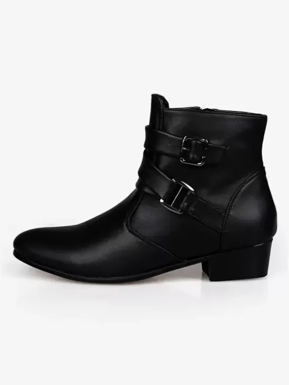 Bottes Homme avec Bout Rond à Lacets en Cuir Synthétique Unicolore