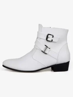 Bottes Homme avec Bout Rond à Lacets en Cuir Synthétique Unicolore