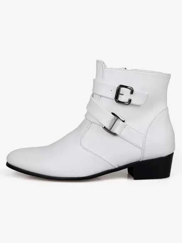 Bottes Homme avec Bout Rond à Lacets en Cuir Synthétique Unicolore