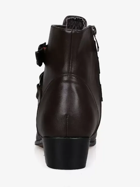 Bottes Homme avec Bout Rond à Lacets en Cuir Synthétique Unicolore