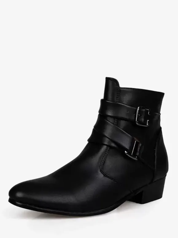 Bottes Homme avec Bout Rond à Lacets en Cuir Synthétique Unicolore