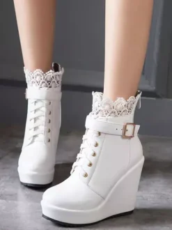 Bottes Lolita classiques Chaussures à lacets à lacets et chaussures noires Lolita