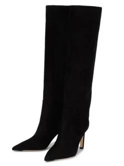 Bottes Mi-mollet Femme à Talons Hauts avec Bout Pointu en Cuir Synthétique Unicolore