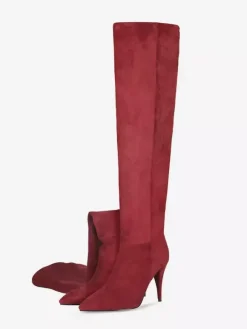 Bottes mi-mollet pour femmes avec tige en micro-suède et bout carré à talon chaton