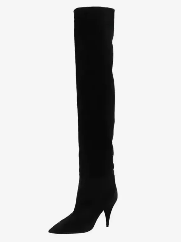 Bottes mi-mollet pour femmes avec tige en micro-suède et bout carré à talon chaton