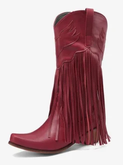 Bottes mi-mollet pour femmes bottes en cuir PU à bout pointu à talons épais