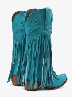 Bottes mi-mollet pour femmes  bottes en cuir PU à bout pointu à talons épais