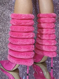 Bottes mi-mollet à talon aiguille et bout pointu en PU verni pour femmes
