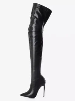 Bottes sexy au-dessus du genou bottes hautes noires à talons hauts