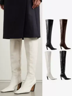 Bottes sexy au-dessus du genou pour femmes bottes à talons à bout pointu