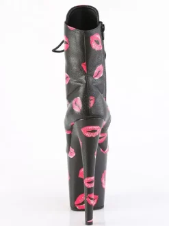 Bottes sexy pour femmes à bout rond à lacets et talons aiguilles pour pole dance bottes hautes roses au-dessus du genou