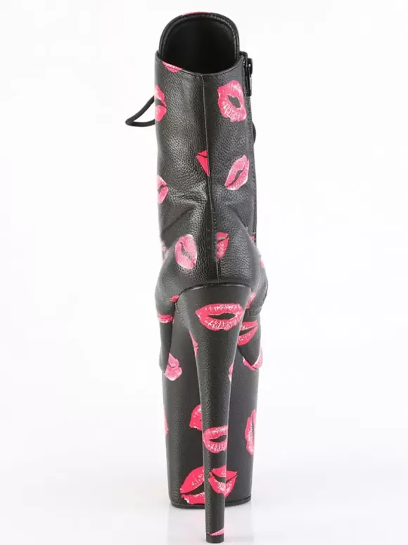 Bottes sexy pour femmes à bout rond à lacets et talons aiguilles pour pole dance bottes hautes roses au-dessus du genou