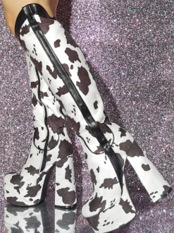 Bottes sexy à talon épais et plateforme pour femmes