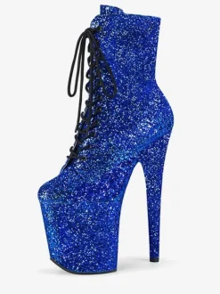 Bottes sexy à talons hauts Rose rouge bout rond fermeture éclair paillettes géométrique talon aiguille Rave Club cuissardes